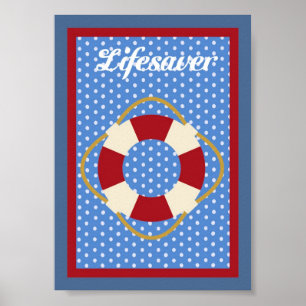 Poster art nautique de mur du sauveteur 5X7