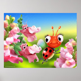 Poster Art niedlich Ladybug und Snap Dragons