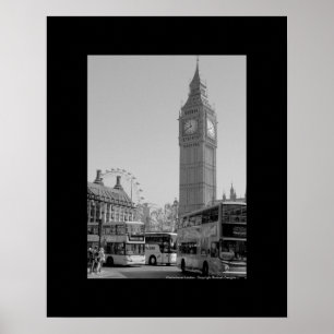 Poster Art noir et blanc de Big Ben et de Westminster