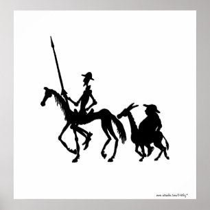Poster Art noir et blanc de Don don Quichotte et de