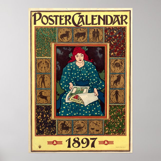 Poster Art Nouveau 1897 Calendrier Couverture par Louis R (Devant)