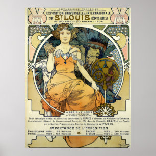 Poster Art nouveau 1904 Exposition mondiale par Alphonse 