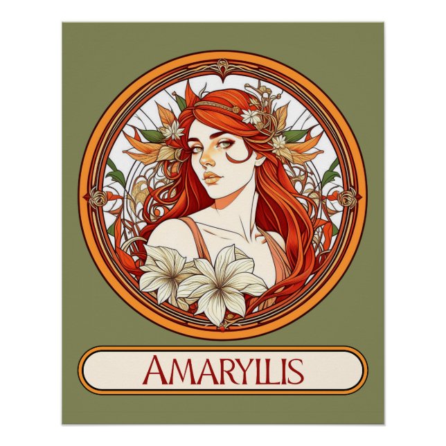 Poster Art Nouveau Amaryllis Woman (Devant)