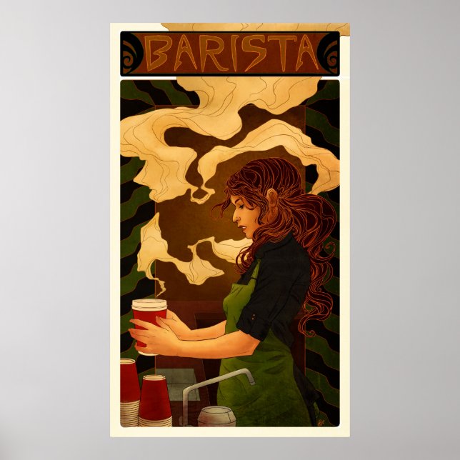 Poster Art Nouveau Barista (poster/imprimer) (Devant)