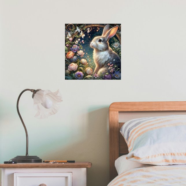 Poster Art Nouveau Bunny Bunny floral Elégance (Créateur téléchargé)