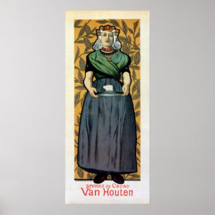 Poster Art Nouveau chocolat néerlandais et bannière verti