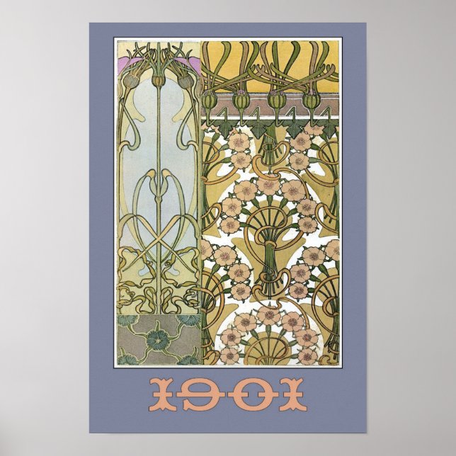 Poster Art nouveau fleurs alphonse mucha art floral (Devant)
