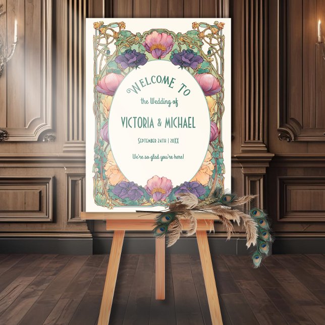 Poster Art Nouveau Floral Wedding Welcome Sign (Créateur téléchargé)