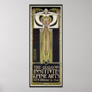 Poster Art nouveau Glasgow Institut des Beaux-Arts