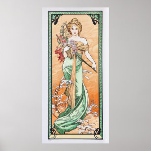 Poster Art Nouveau Joli printemps par Alphonse Mucha