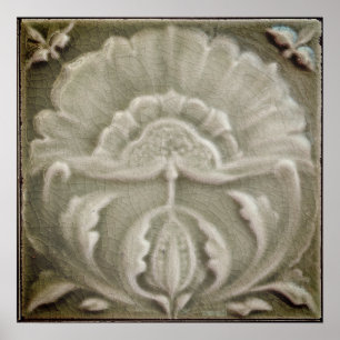 Poster Art nouveau jongendstil carreaux de fleurs finitio