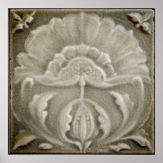Poster Art nouveau jongendstil carreaux de fleurs finitio (Devant)