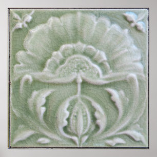 Poster Art nouveau jongendstil carreaux de fleurs finitio