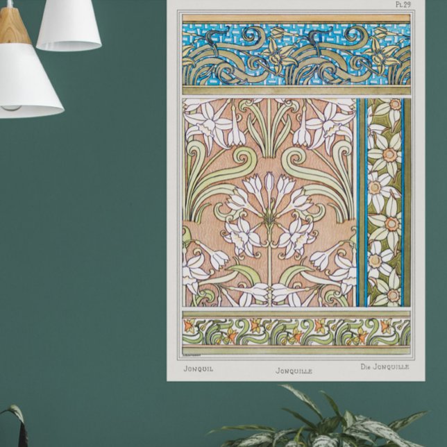 Poster Art nouveau jonquille Verneui textile floral art (Créateur téléchargé)