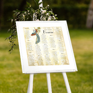 Poster Art nouveau Peacock Birds Mariage Sièges Graphique
