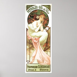 Poster Art nouveau Pétrole gal Madrid alphonse mucha