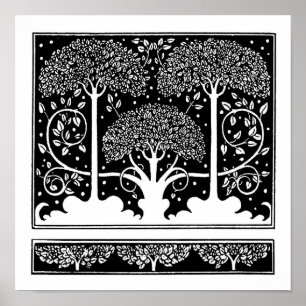 Poster Art Nouveau Tree Beardsley Motif