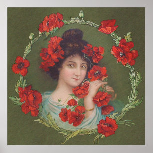 Poster Art nouveau Victorian Poppy Gibson Girl Archival