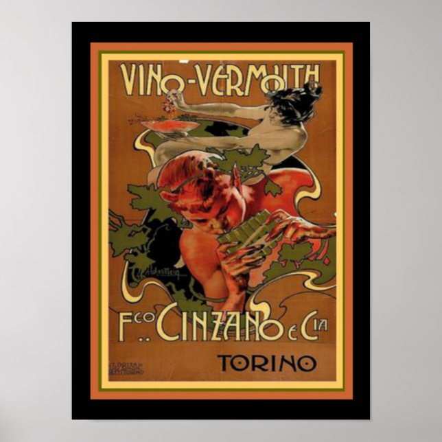 Poster Art Nouveau Vino-Vermouth 12 x 16 (Devant)