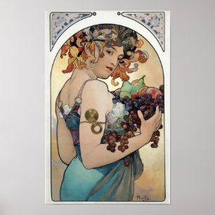 Poster Art nouveau vintage 1897 "Fruit" d'Alphonse Mucha
