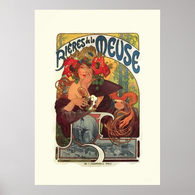 Poster Art Nouveau vintage Alphonse Mucha (Devant)