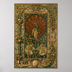 Poster Art Nouveau vintage Peacock & Fruit par Anton Sede