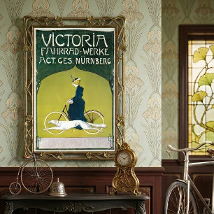 Poster Art Nouveau vintage, Victoria Fahrrad Werke, Rehm