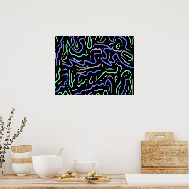Poster Art numérique Abstrait funky (Cuisine)