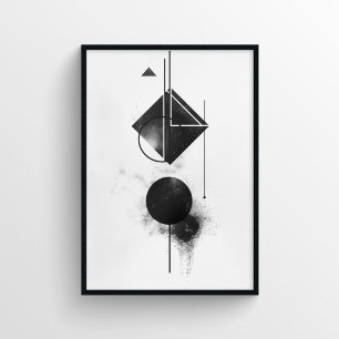 Poster Art numérique Abstrait moderne en noir et blanc