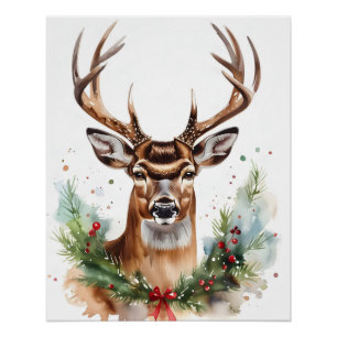 Poster Art numérique d'aquarelle de Noël Cheer