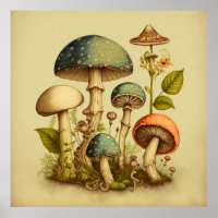 Art numérique de champignons vintages 9