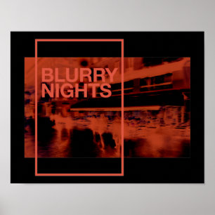 Poster Art numérique de couleur rouge : Nuits floues