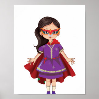 Poster Art numérique de fille de l'héroïne violette