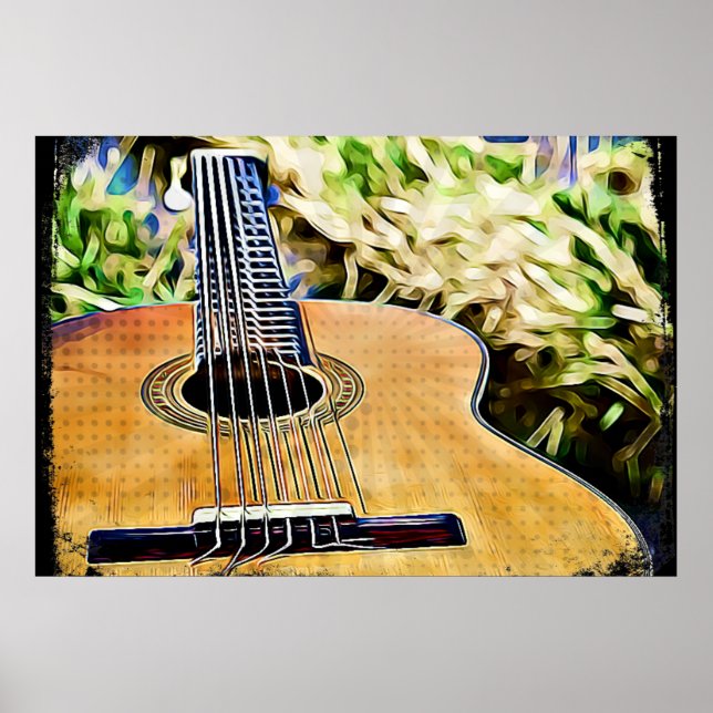 Poster Art numérique de guitare acoustique (Devant)