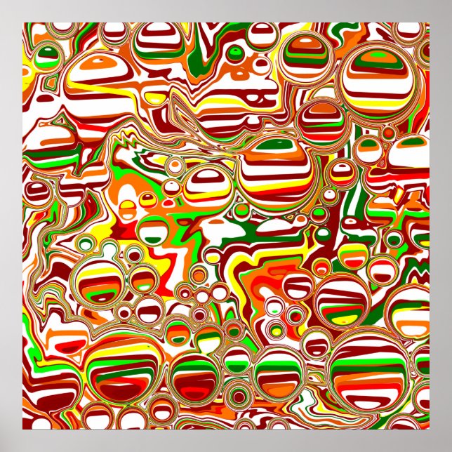 Poster Art numérique des bulles rétro (Devant)