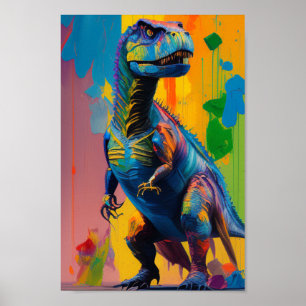 Poster Art numérique Dinosaure : Bright & Vibrant T-Rex P