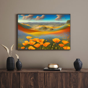 Poster Art numérique Dreamy Poppies