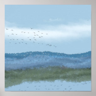 Poster art numérique lac et montagnes 2 de 2