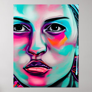 Poster Art numérique Le visage des femmes AI Généré Le vi