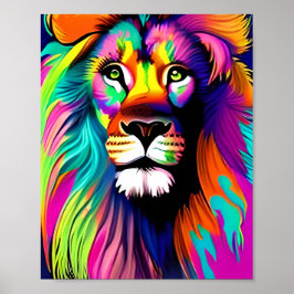Poster Art numérique Lion coloré