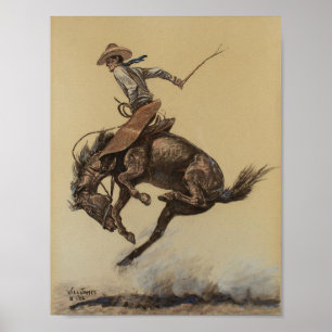 Poster Art occidental "Bucking Horse" par Will James