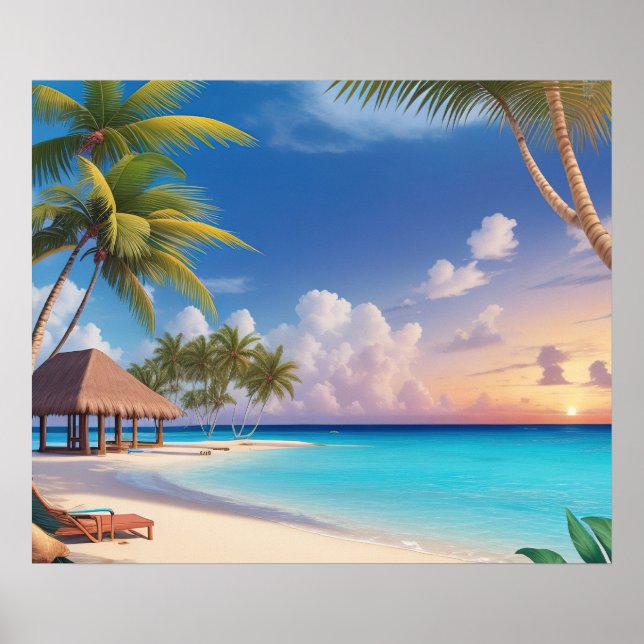 Poster Art Ocean Beach Szene (Vorne)