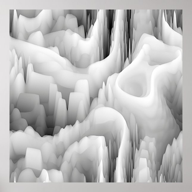 Poster art onde fractale abstraite fond monochrome flou (Devant)
