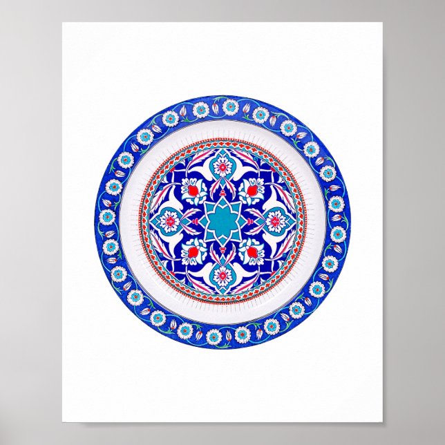 Poster Art oriental turc en bleu (Devant)