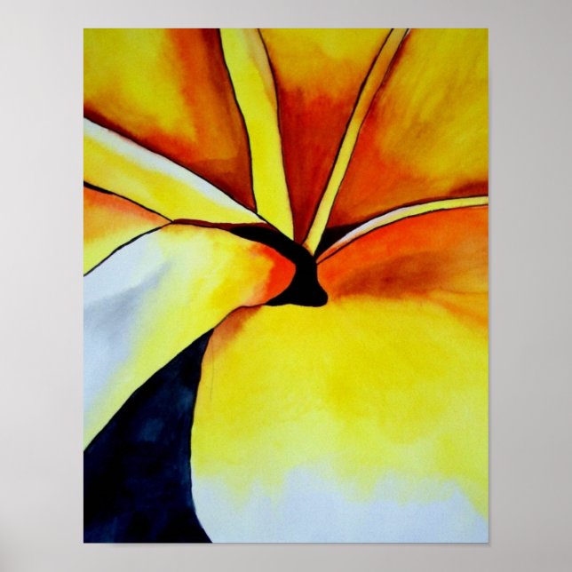 Poster Art original de la fleur Tropical Jaune Frangipani (Devant)