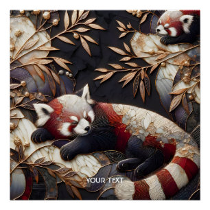 Poster Art Panda Rouge Imaginaire mignon