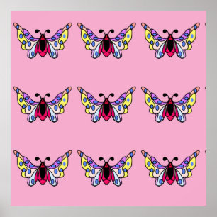Poster Art papillon folklorique moderne vibrant personnal