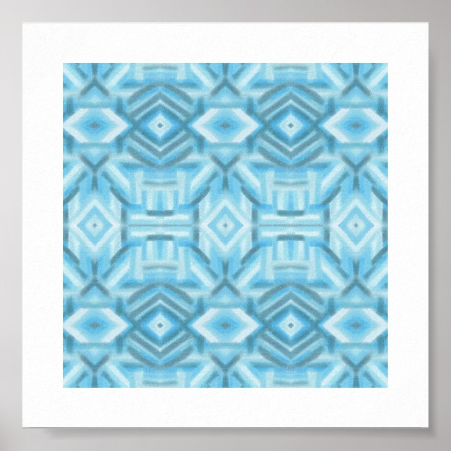 Poster Art pastel doux abstrait bleu clair staccato (Devant)