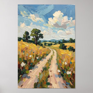 Poster Art pastoral de route de campagne vintage