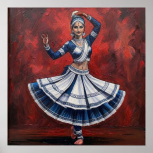 Poster Art patrimonial de danse classique Kathak Mudra